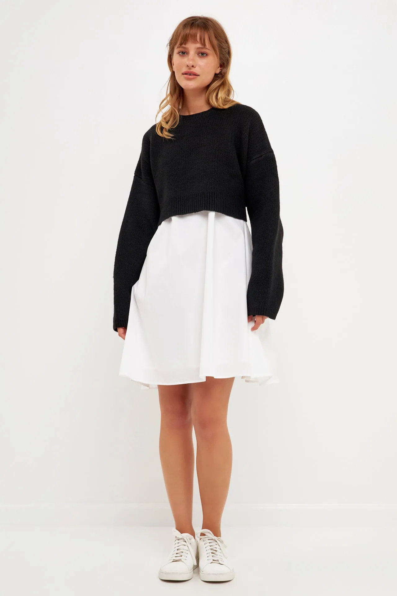 Sweater with Poplin Mini Dress