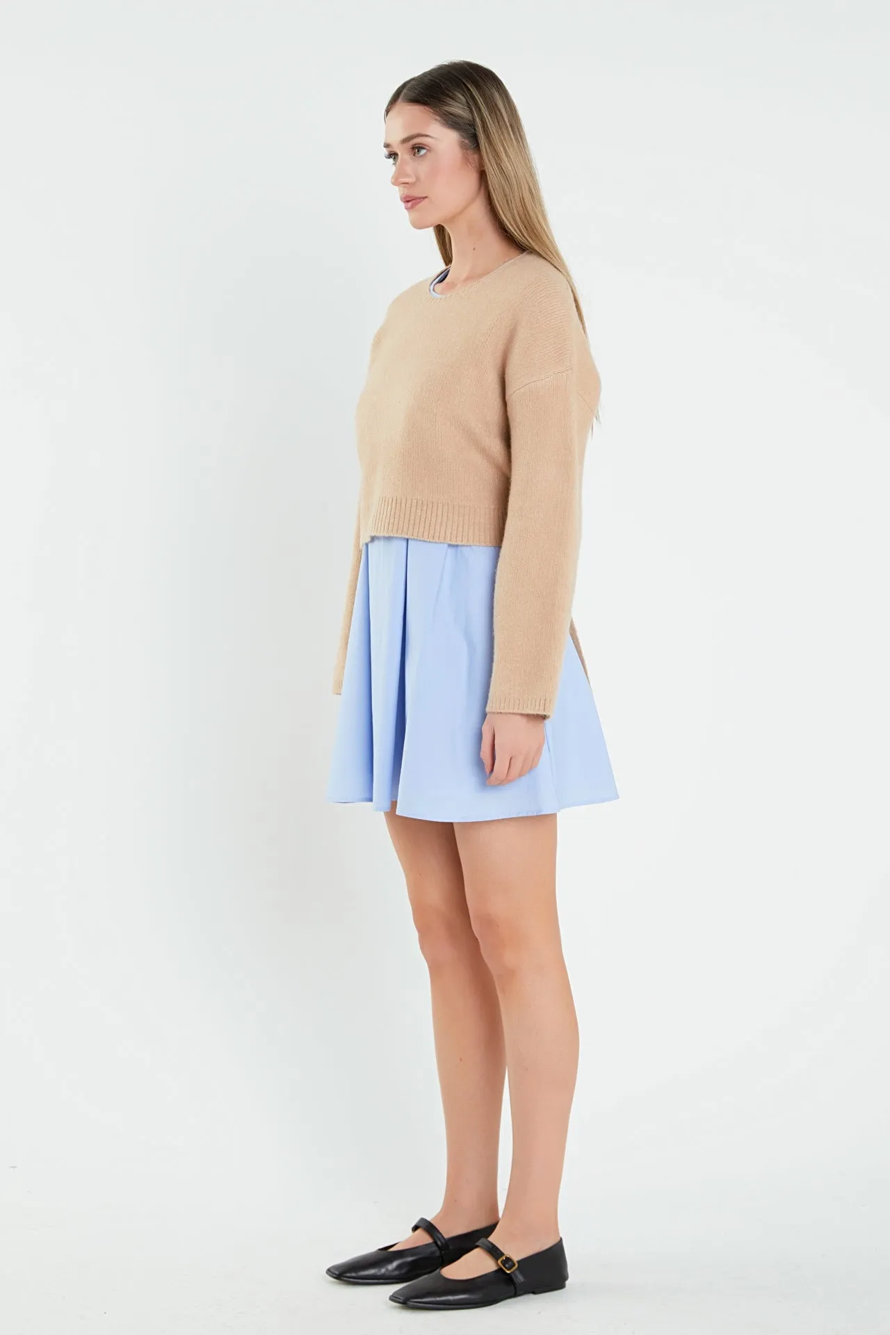 Sweater with Poplin Mini Dress