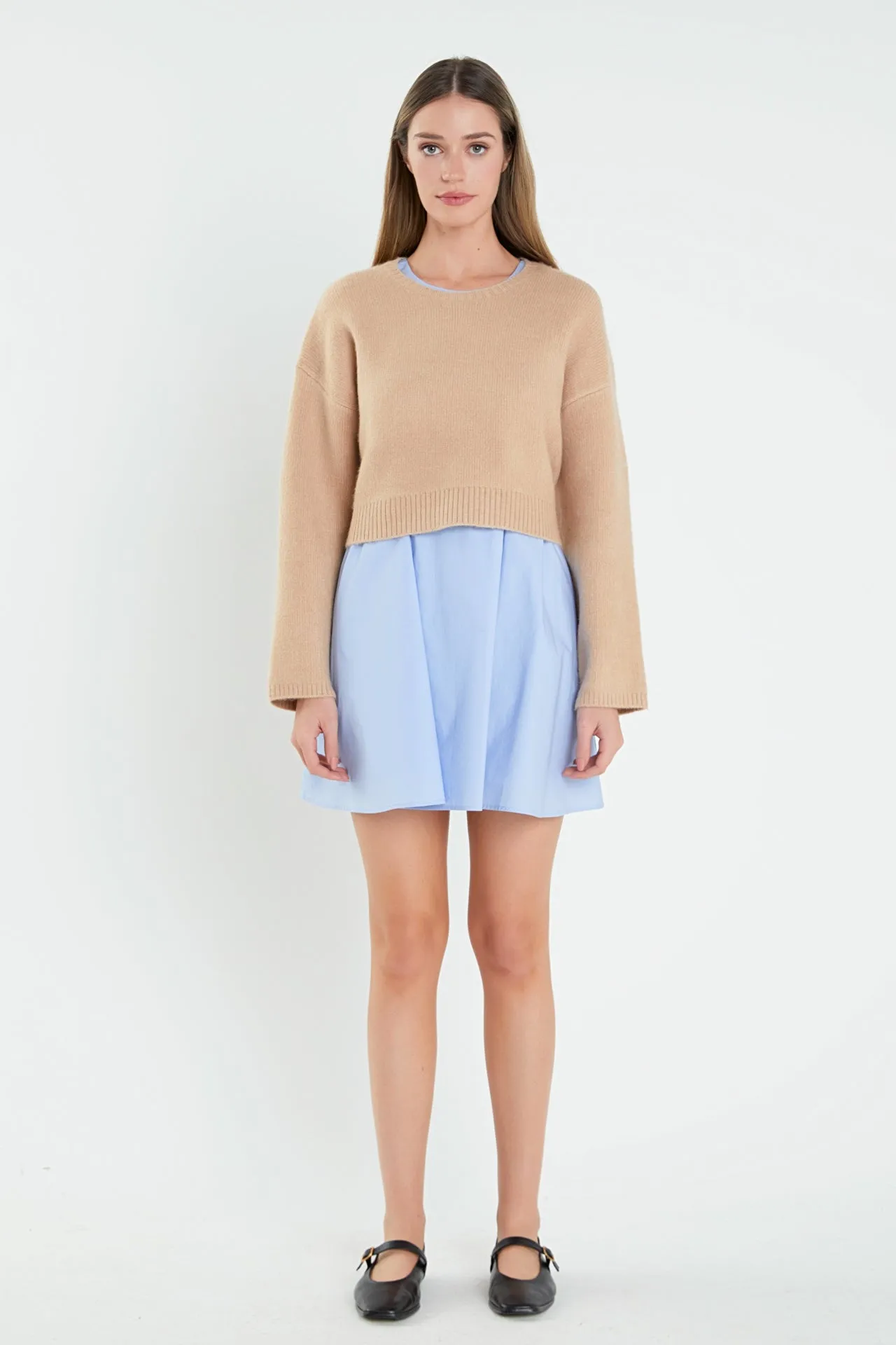 Sweater with Poplin Mini Dress