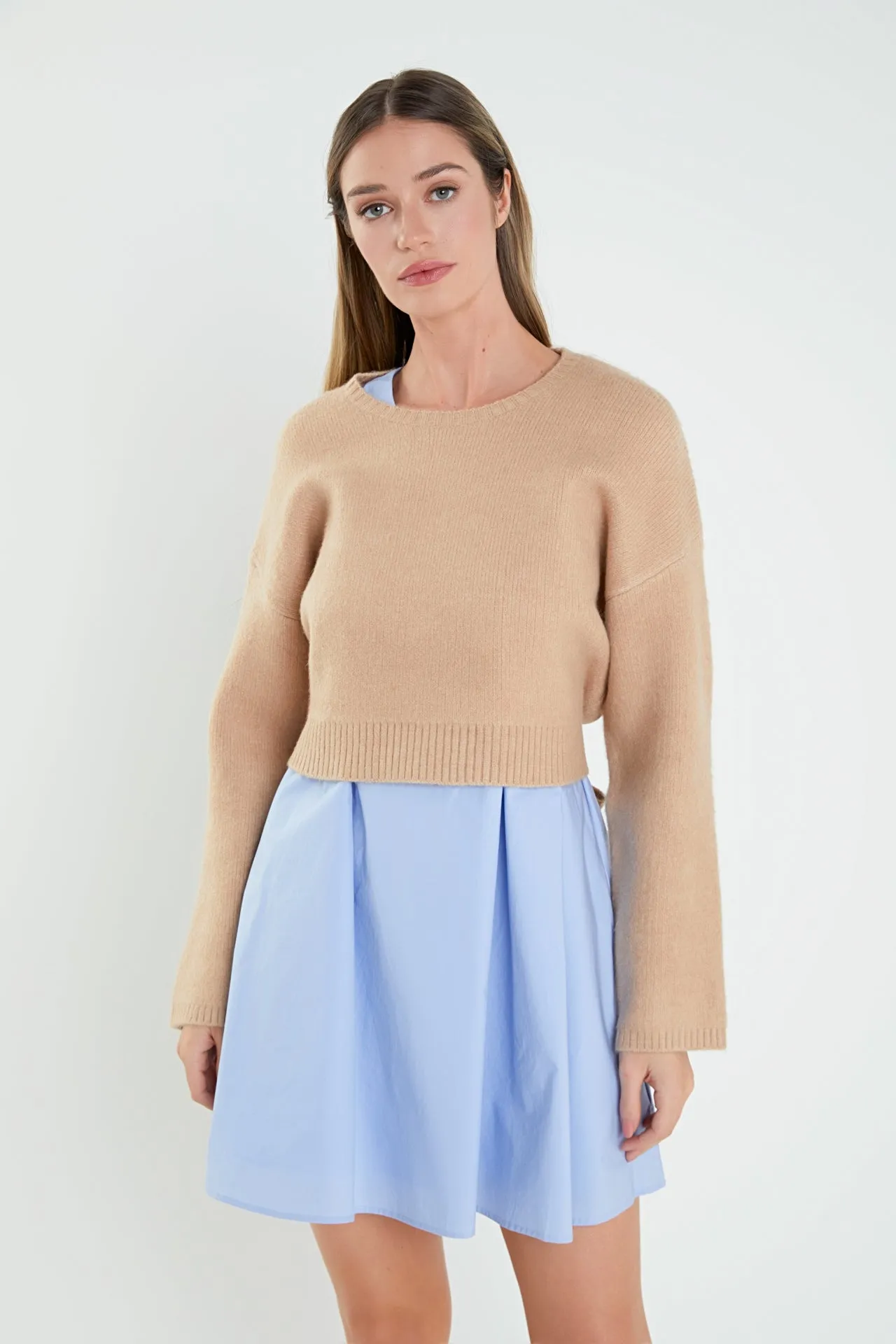 Sweater with Poplin Mini Dress