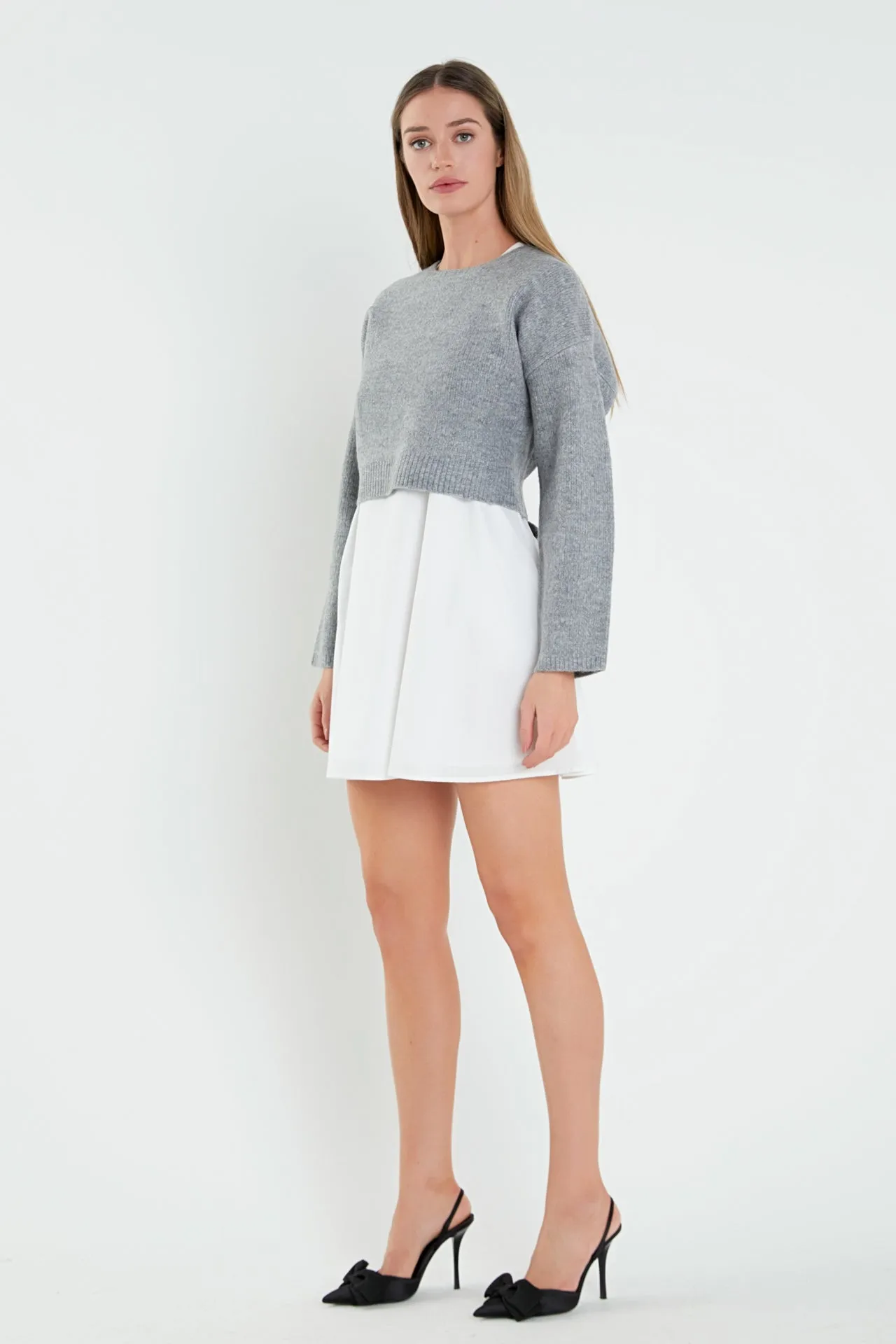 Sweater with Poplin Mini Dress