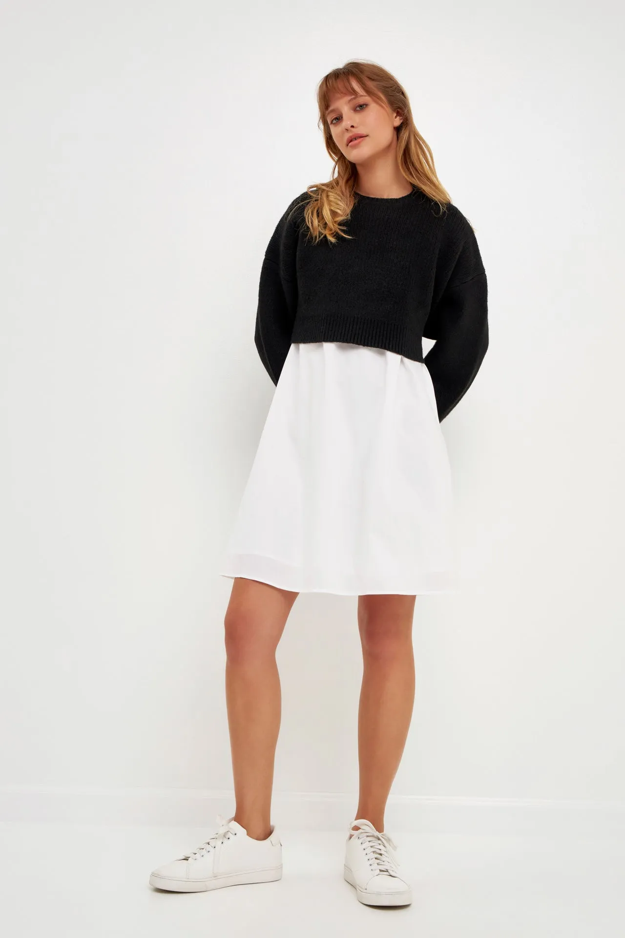 Sweater with Poplin Mini Dress