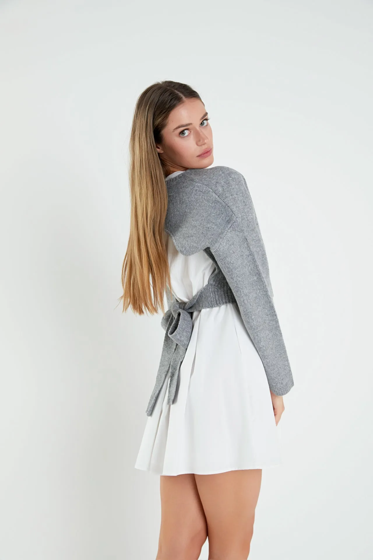 Sweater with Poplin Mini Dress