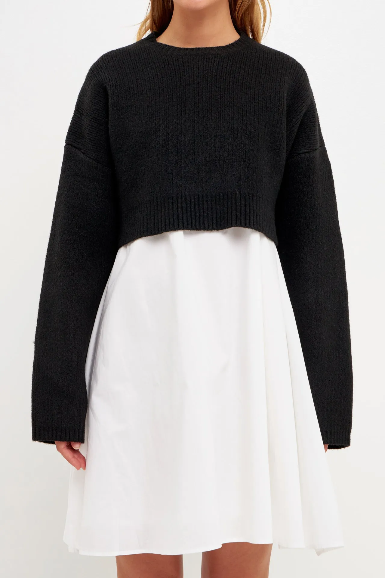 Sweater with Poplin Mini Dress