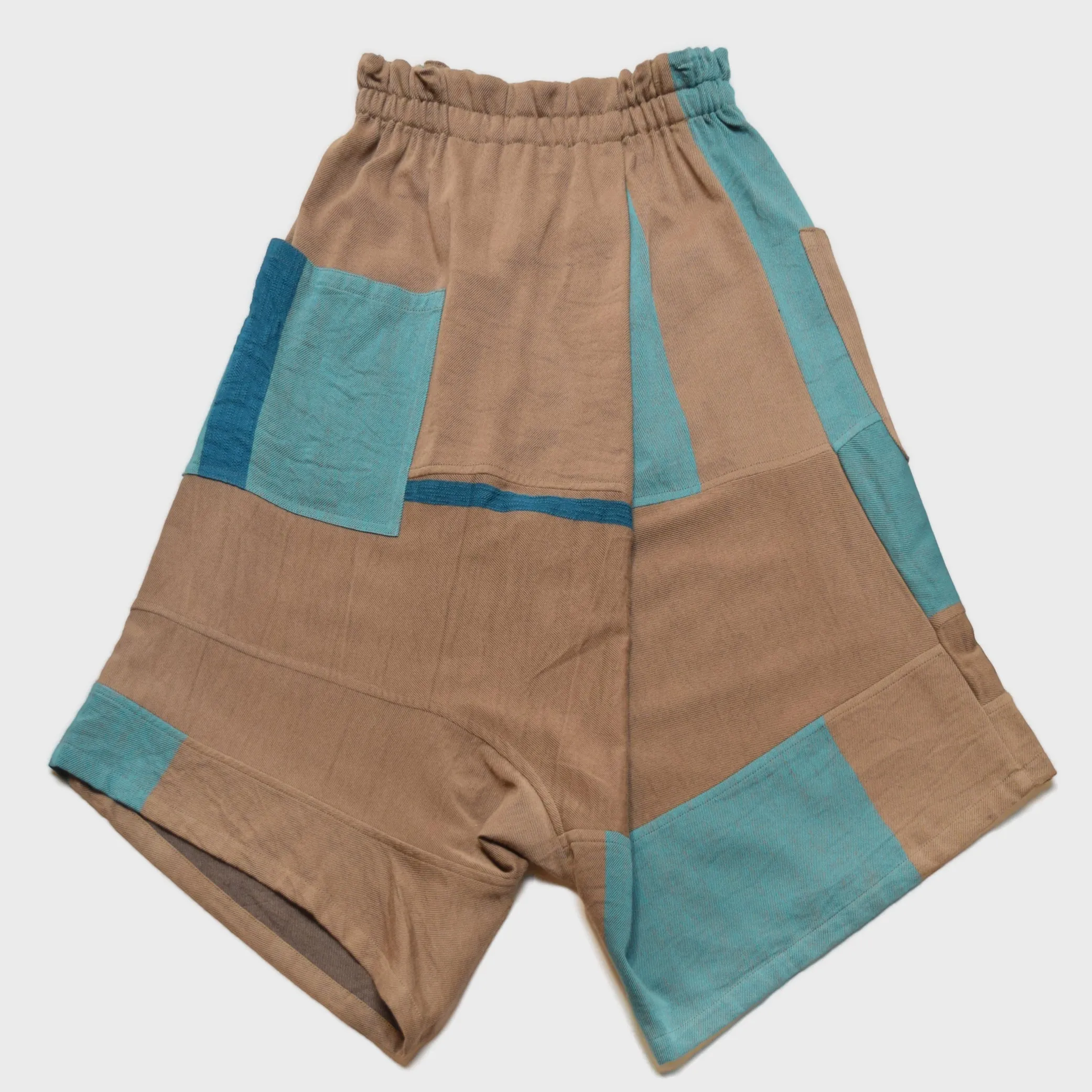 TAMAKI NIIME Drop-rise Cotton Pants - Sand and Turquoise