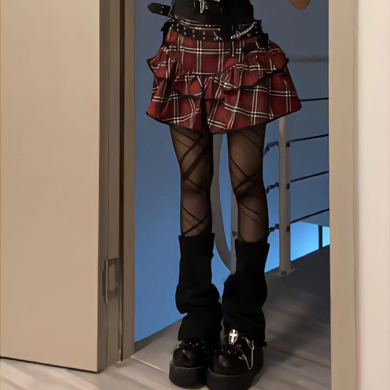 Tartan Red Plaid Goth Skirt