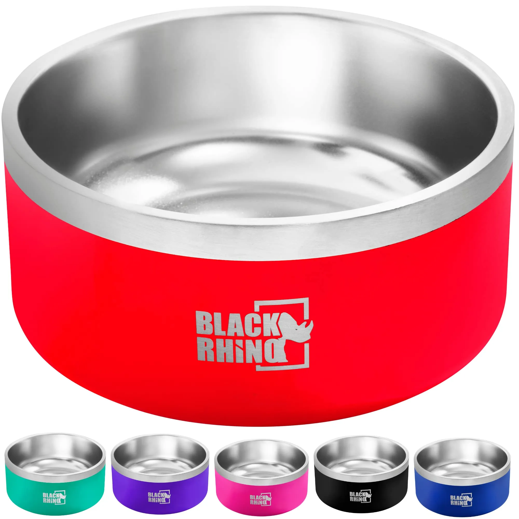 The Dura-Bowl Double Insulated Stainless Steel Food & Water Dog Bowls for Small, Medium, Large Dogs | Non Slip