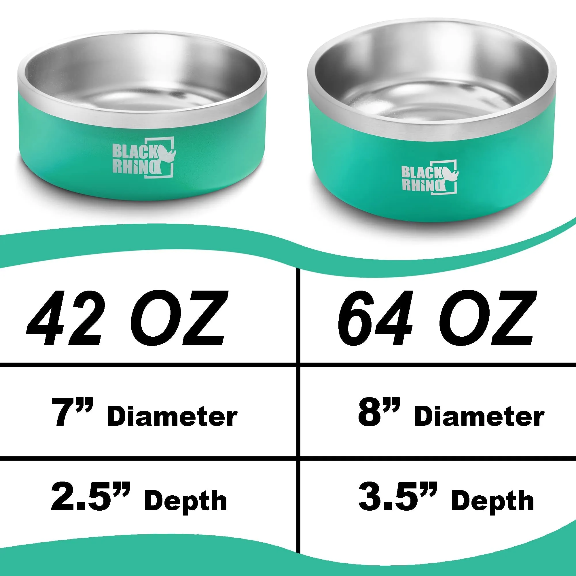 The Dura-Bowl Double Insulated Stainless Steel Food & Water Dog Bowls for Small, Medium, Large Dogs | Non Slip