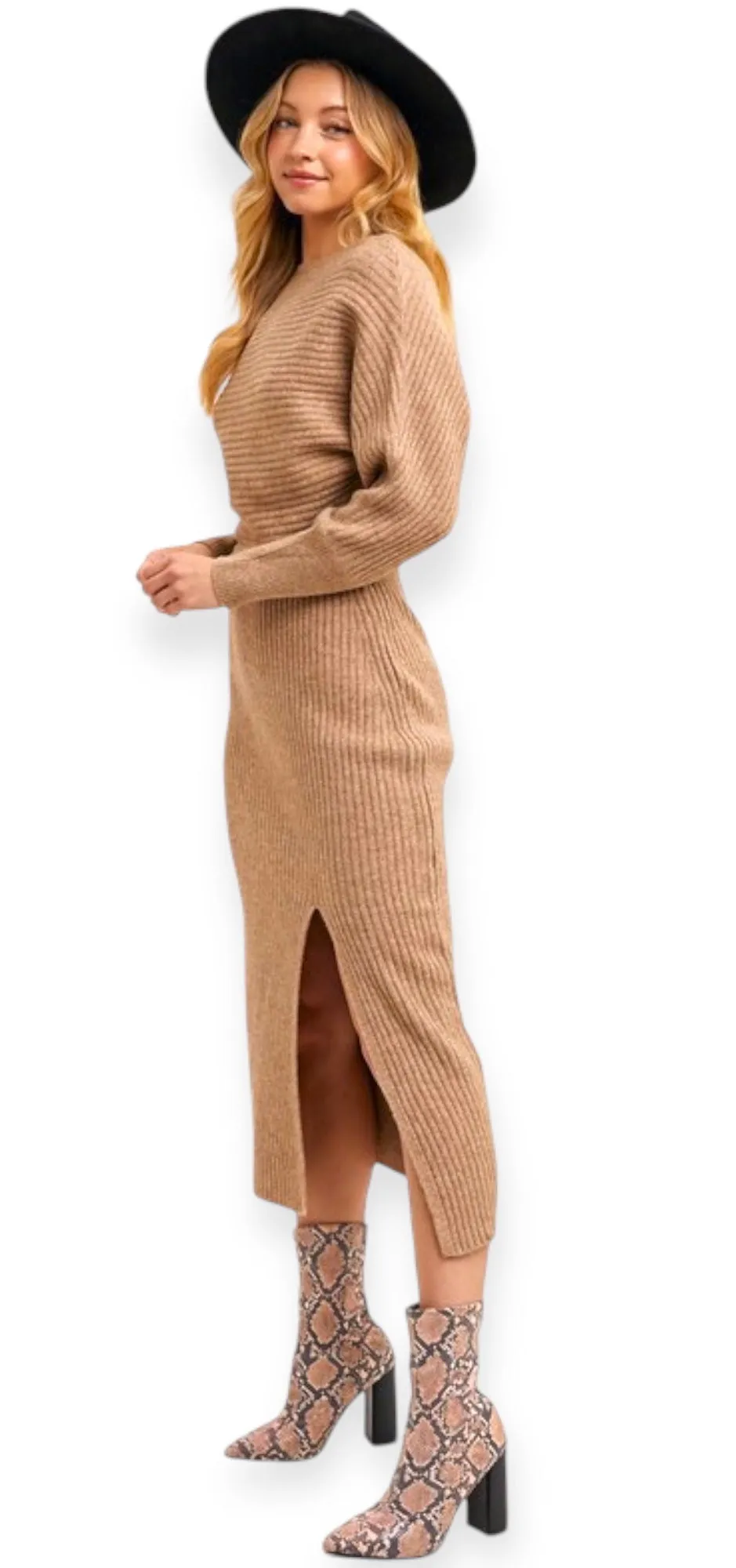 The Enchanting Slit Sweater Dress