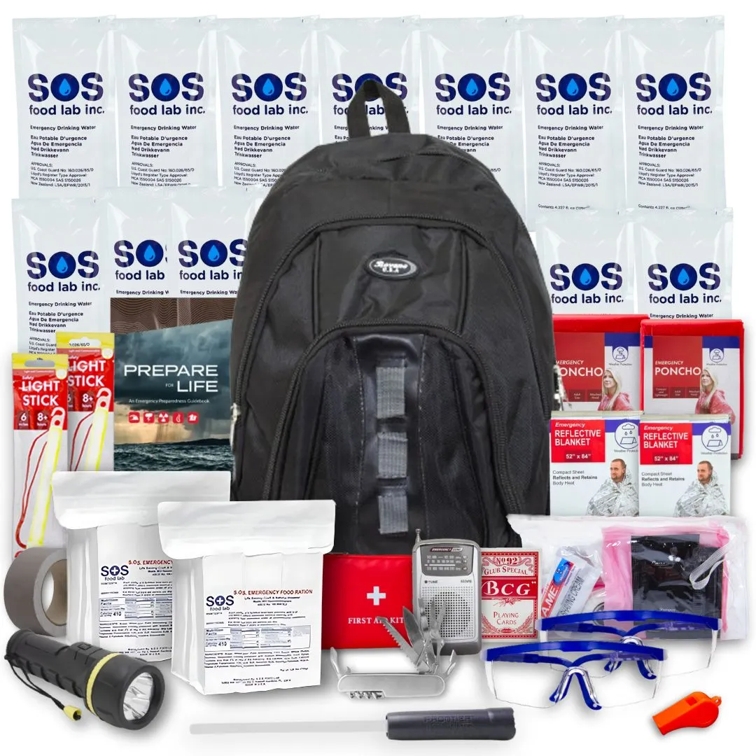 The Essentials Complete 72-Hour Kit - 2 Person: Black or Red Backpack