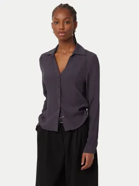 The Fitted Sheer Blouse in Dark Grey