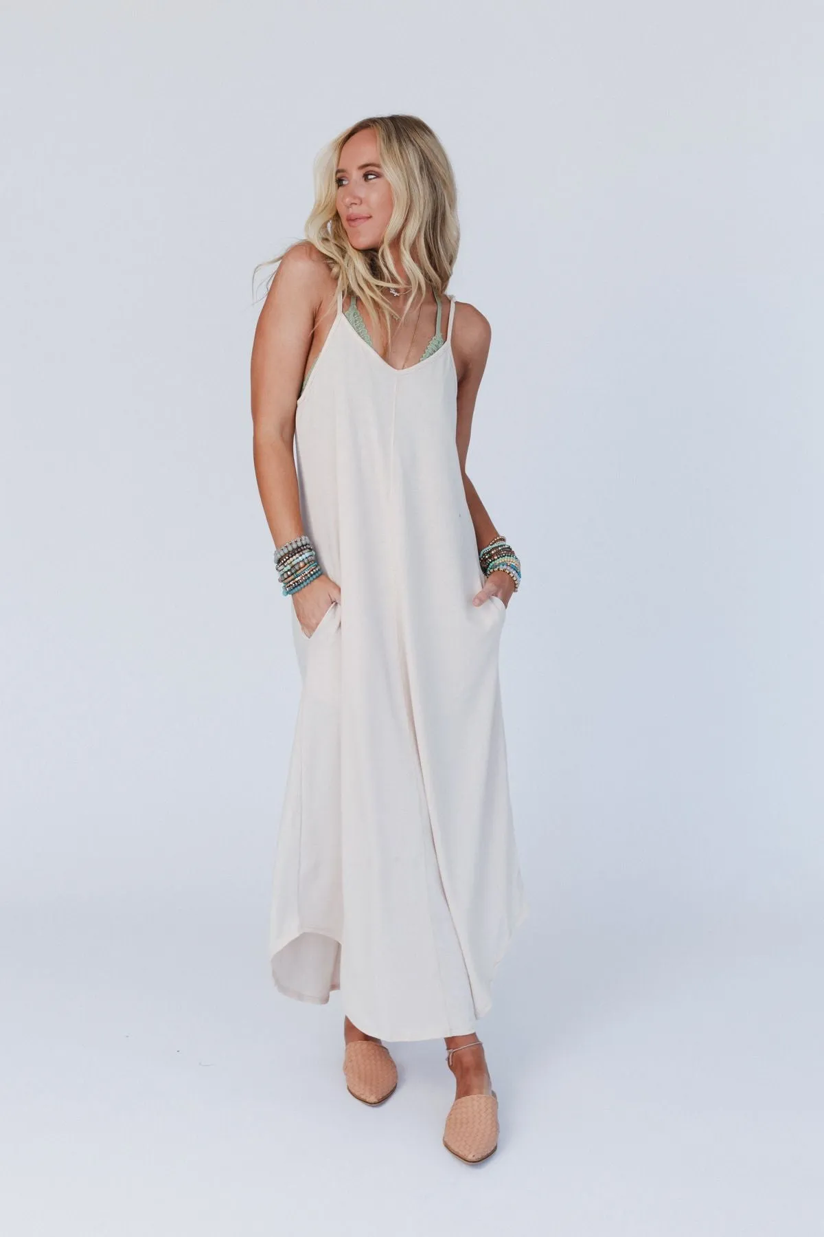 The Nest Perfect Round Hem Bralette Maxi Dress - Coconut