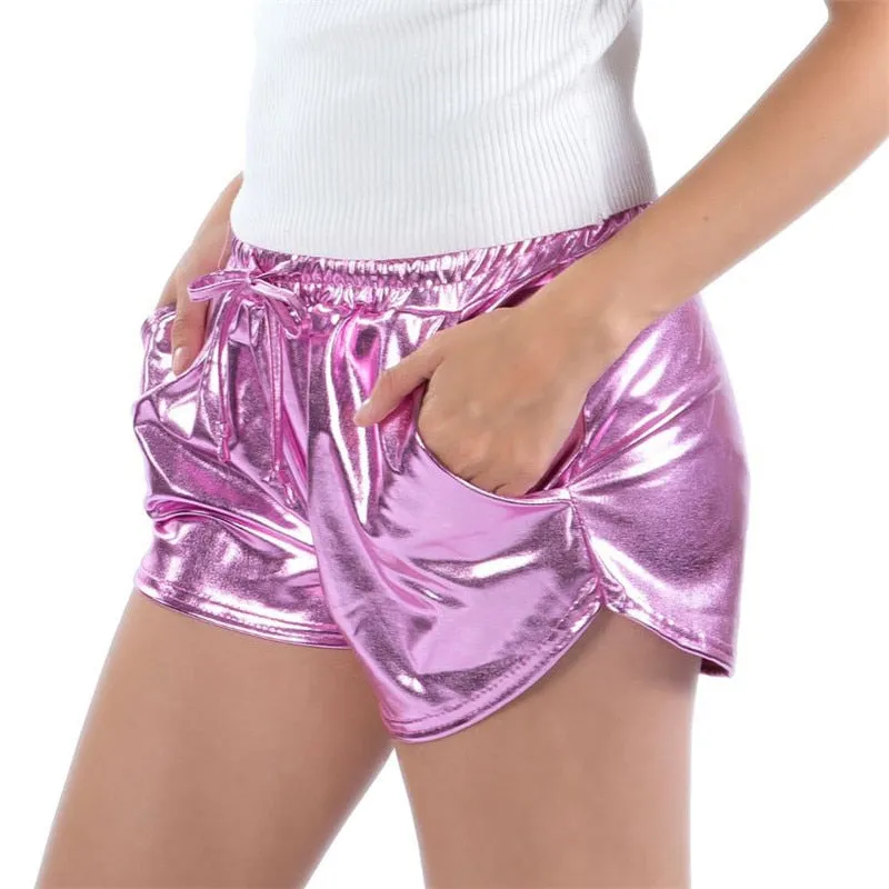 Time To Rave Shiny Metallic Holographic Shorts