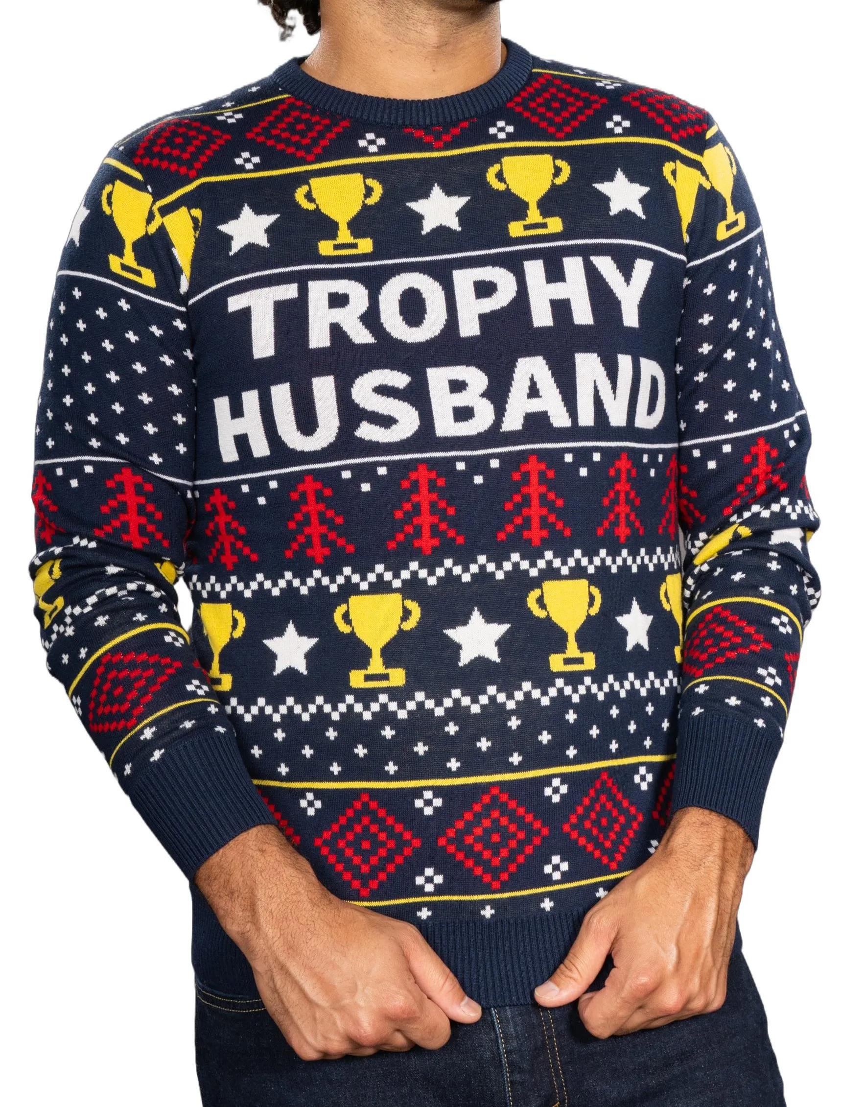 Trophy Husband Funny Fully Knitted Long Sleeve Ugly Christmas Sweater