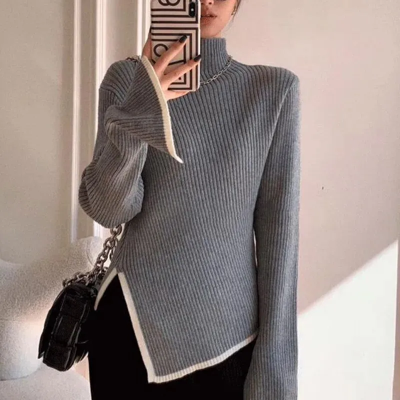 Turtleneck Sweater Autumn Winter Long Sleeve Pullovers Ladies*