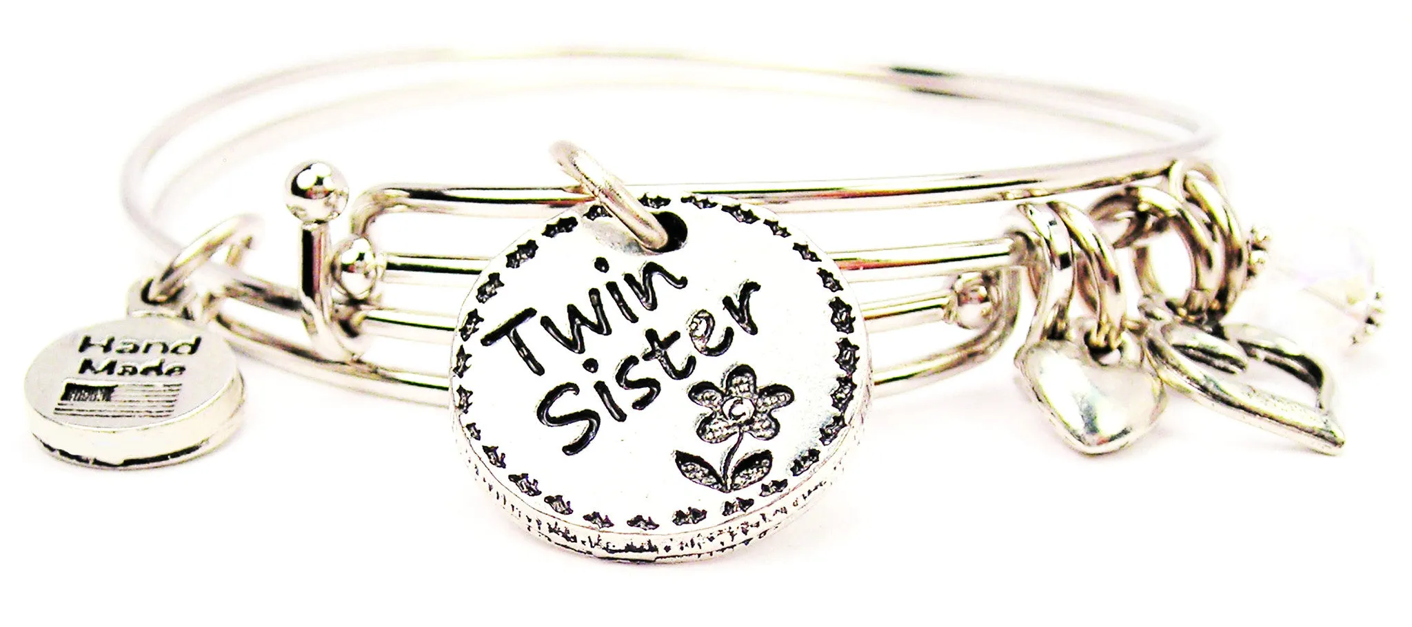 Twin Sister Circle Expandable Bangle Bracelet Set