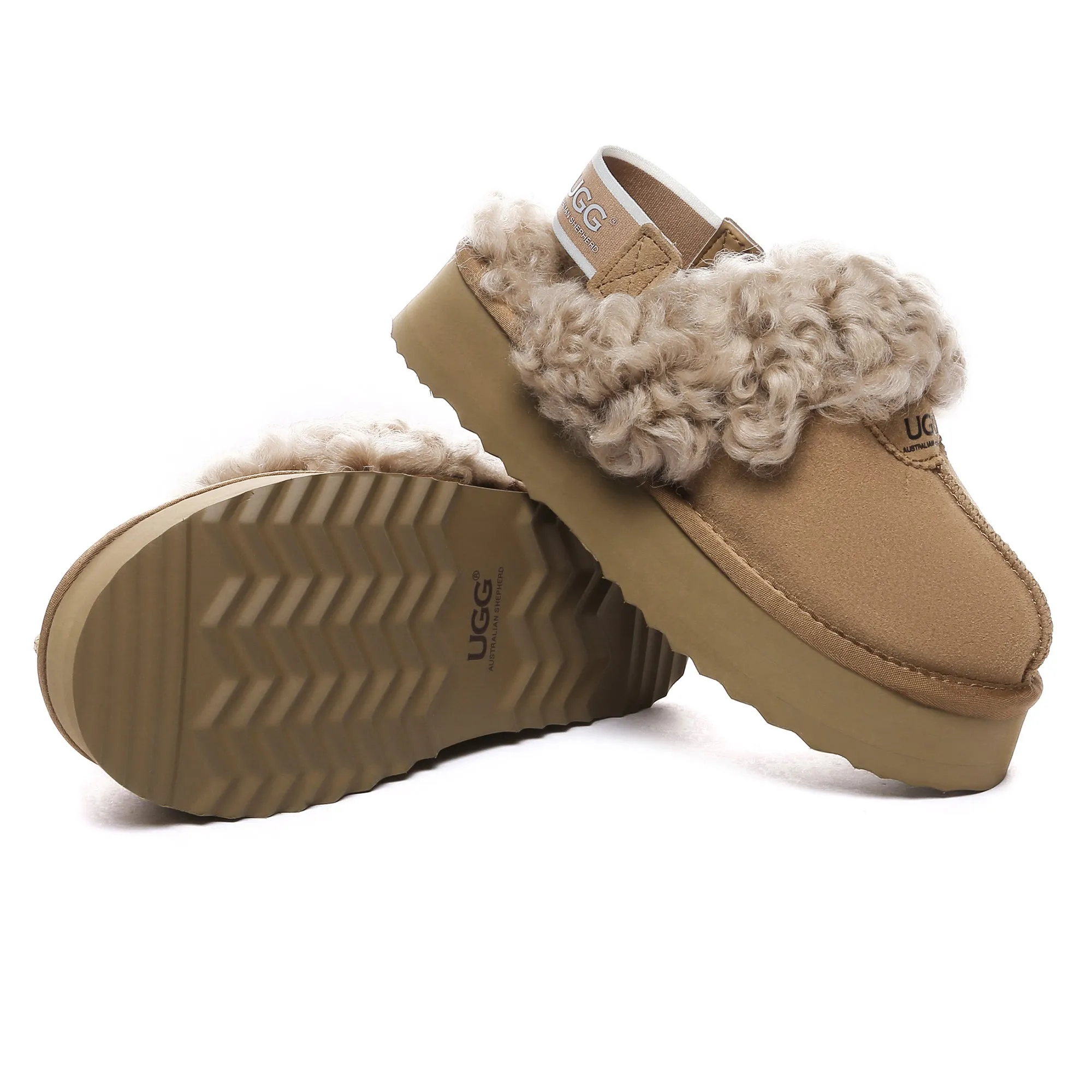 UGG Fuzzy Waffle Slingback Platform Slides