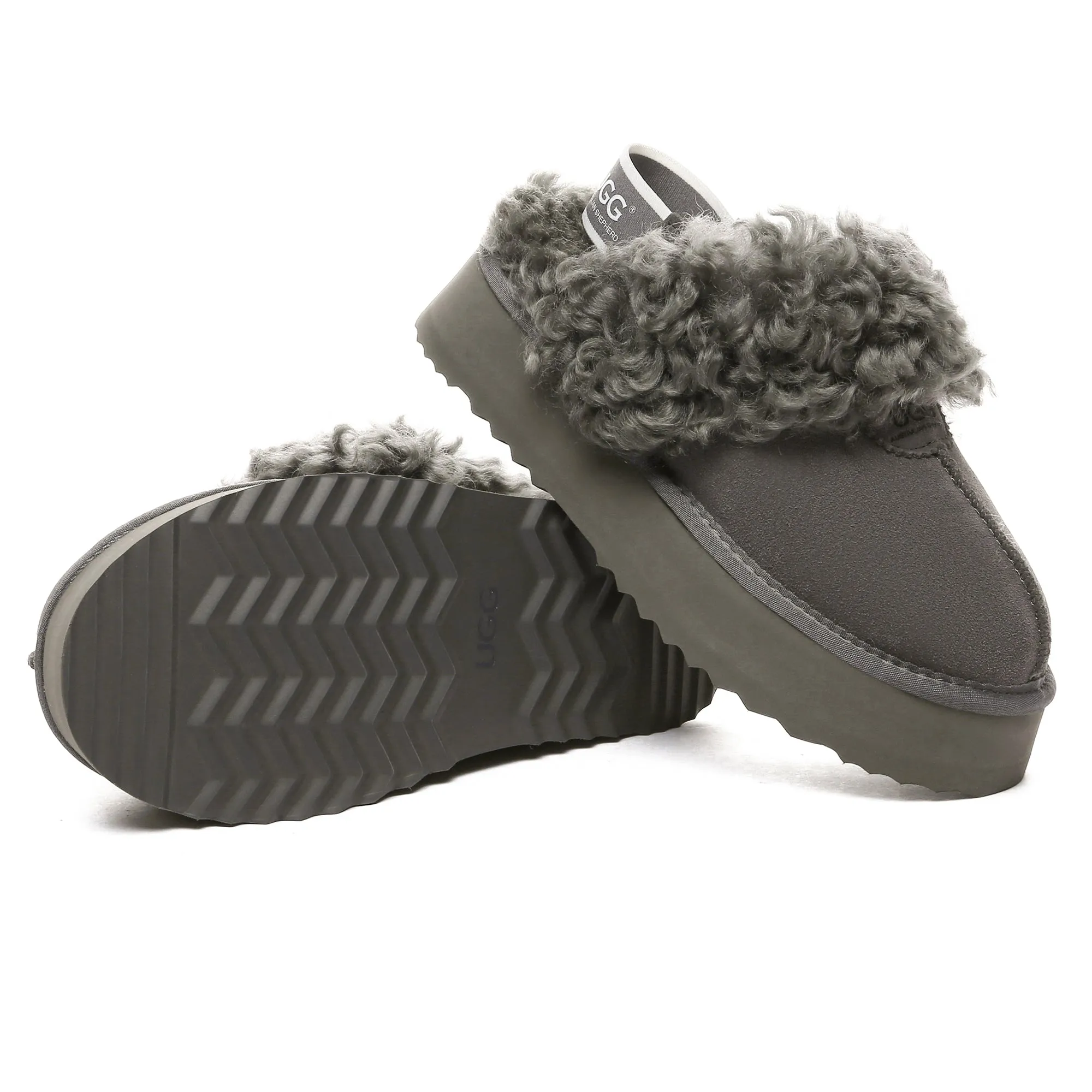 UGG Fuzzy Waffle Slingback Platform Slides