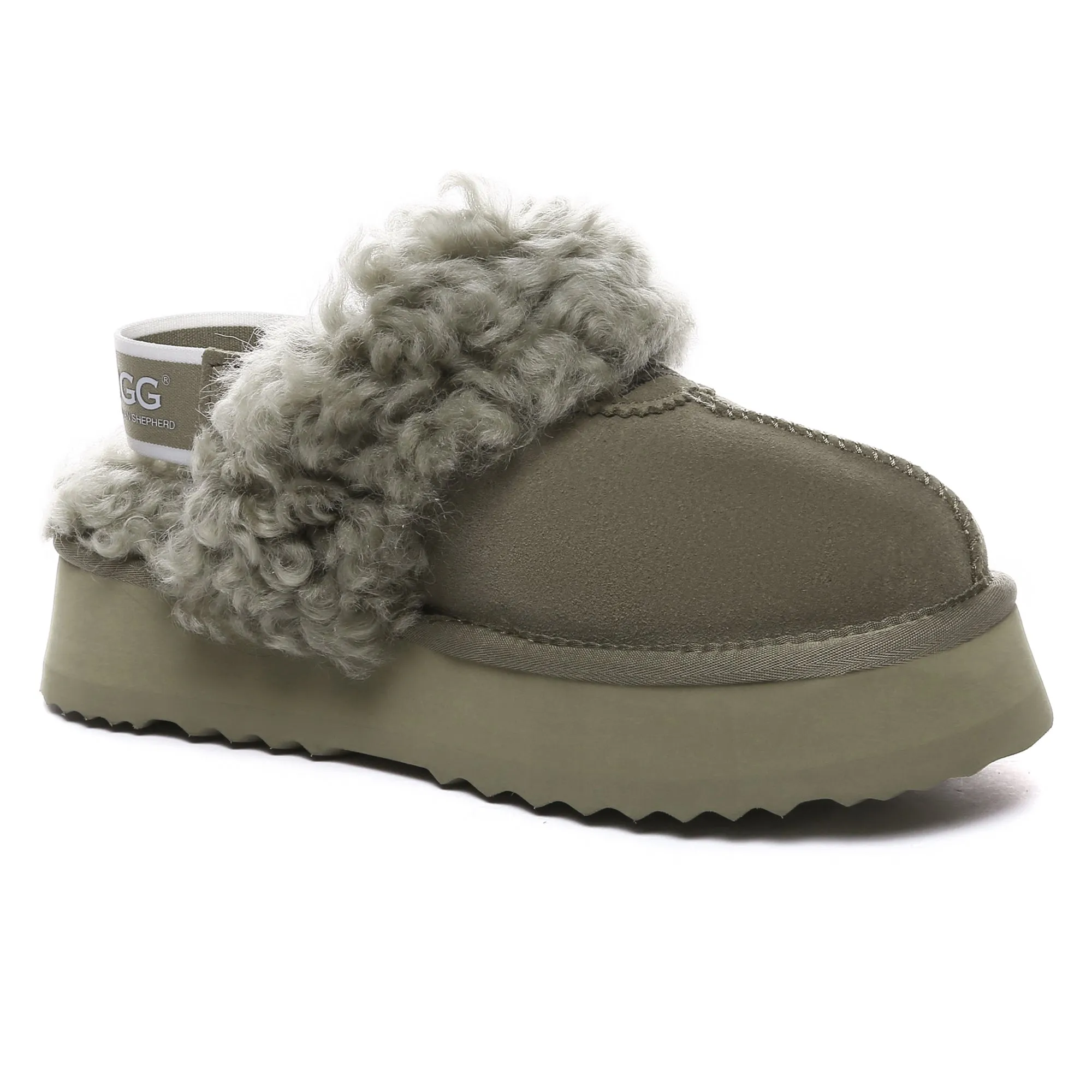 UGG Fuzzy Waffle Slingback Platform Slides