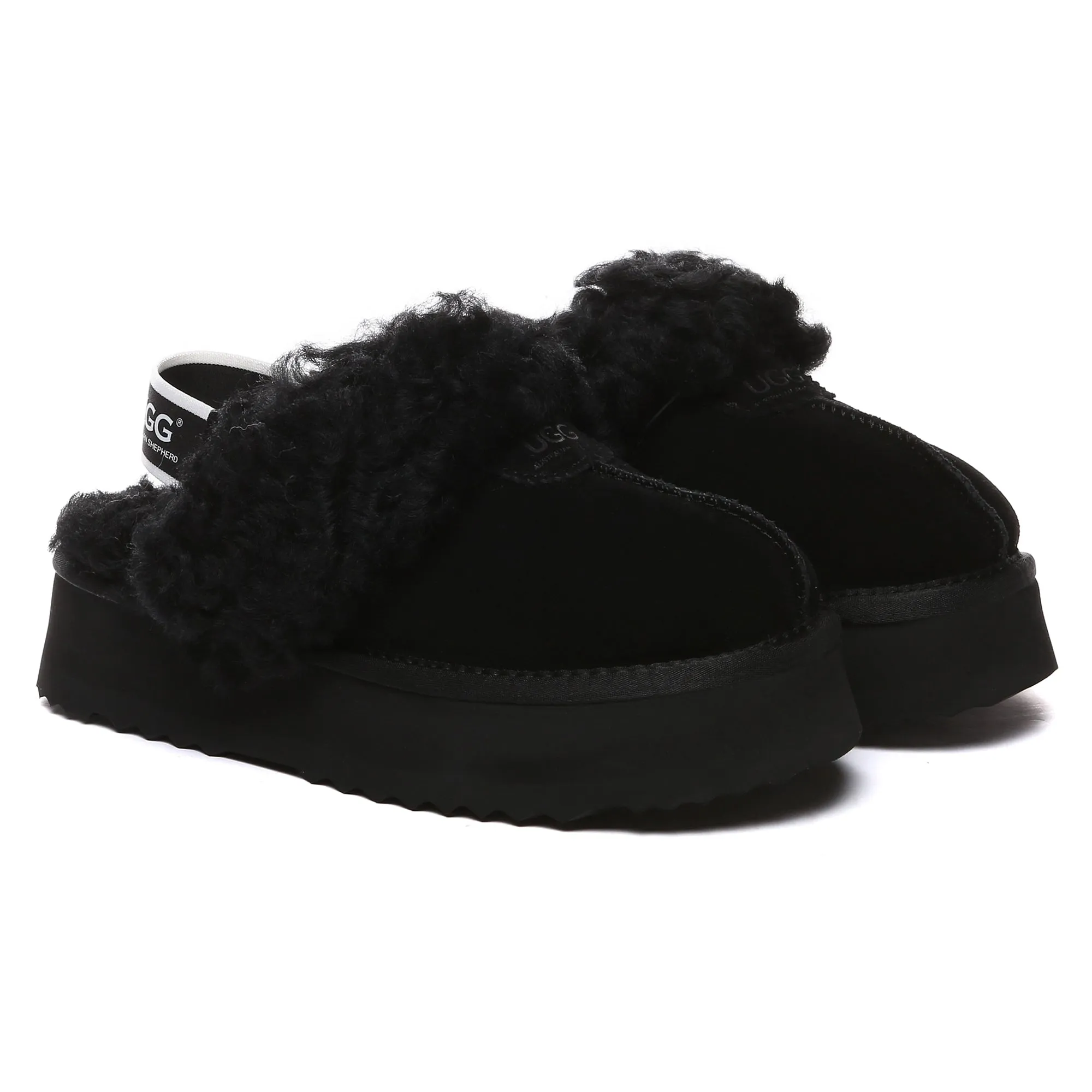 UGG Fuzzy Waffle Slingback Platform Slides