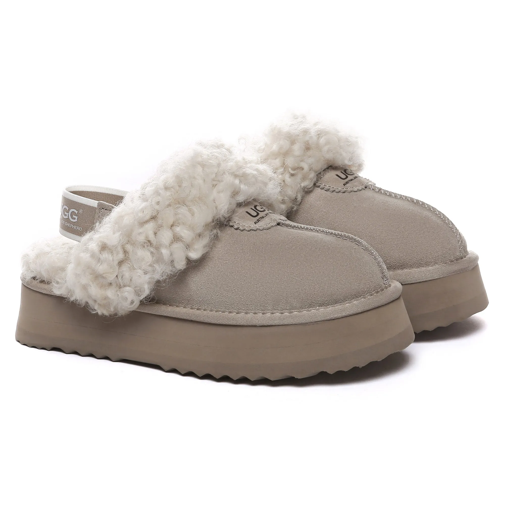 UGG Fuzzy Waffle Slingback Platform Slides