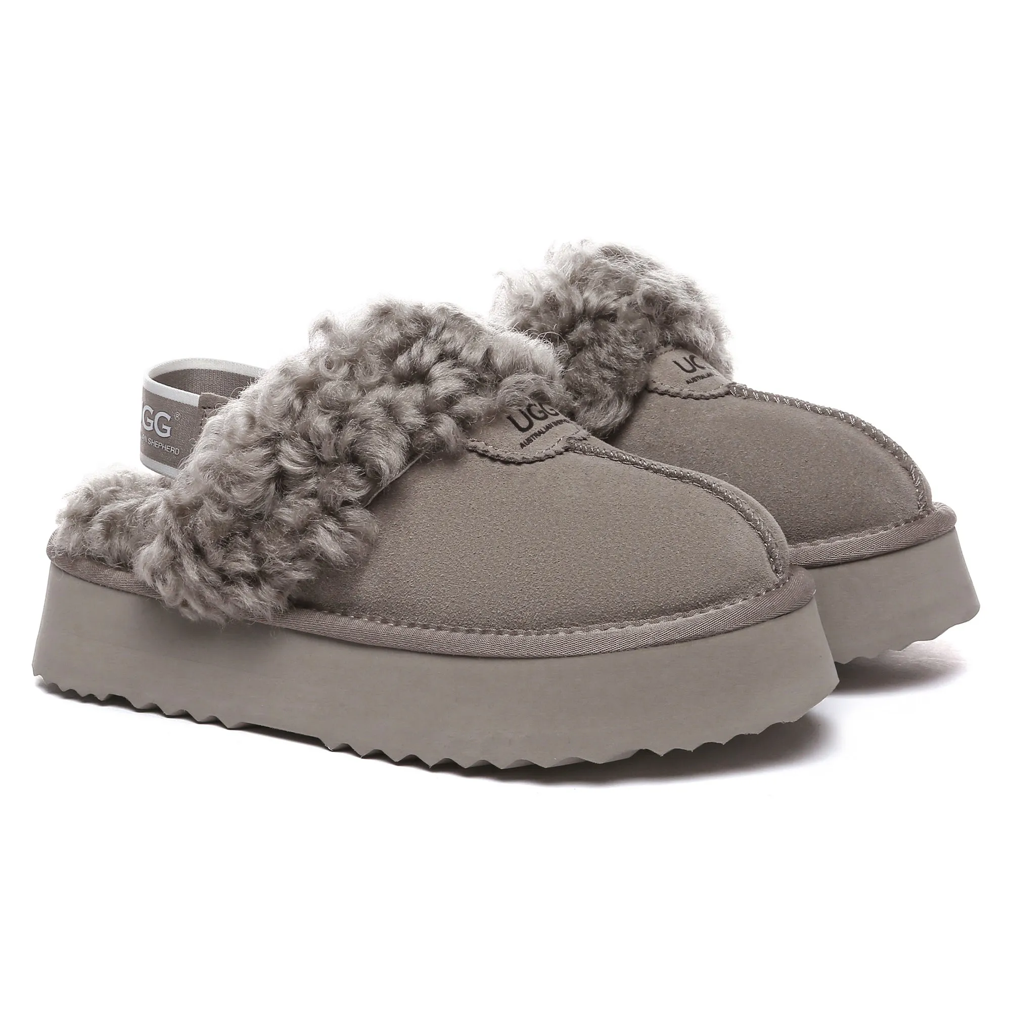 UGG Fuzzy Waffle Slingback Platform Slides