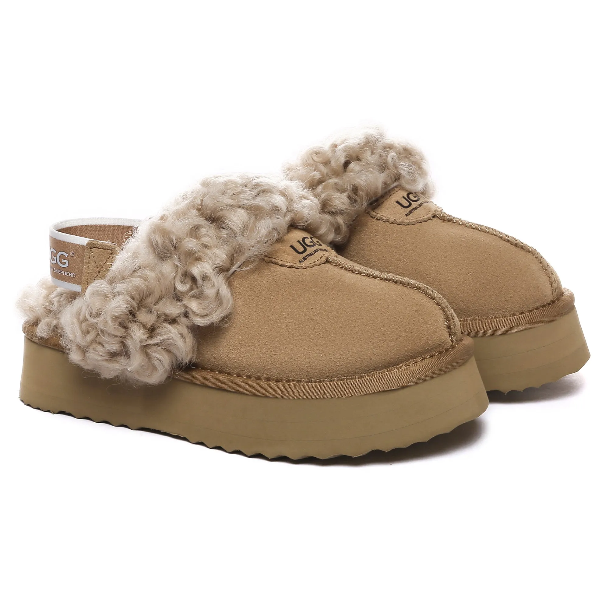 UGG Fuzzy Waffle Slingback Platform Slides