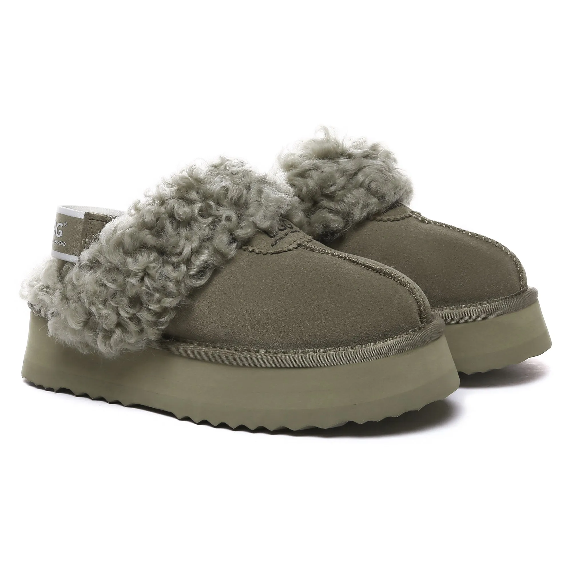 UGG Fuzzy Waffle Slingback Platform Slides