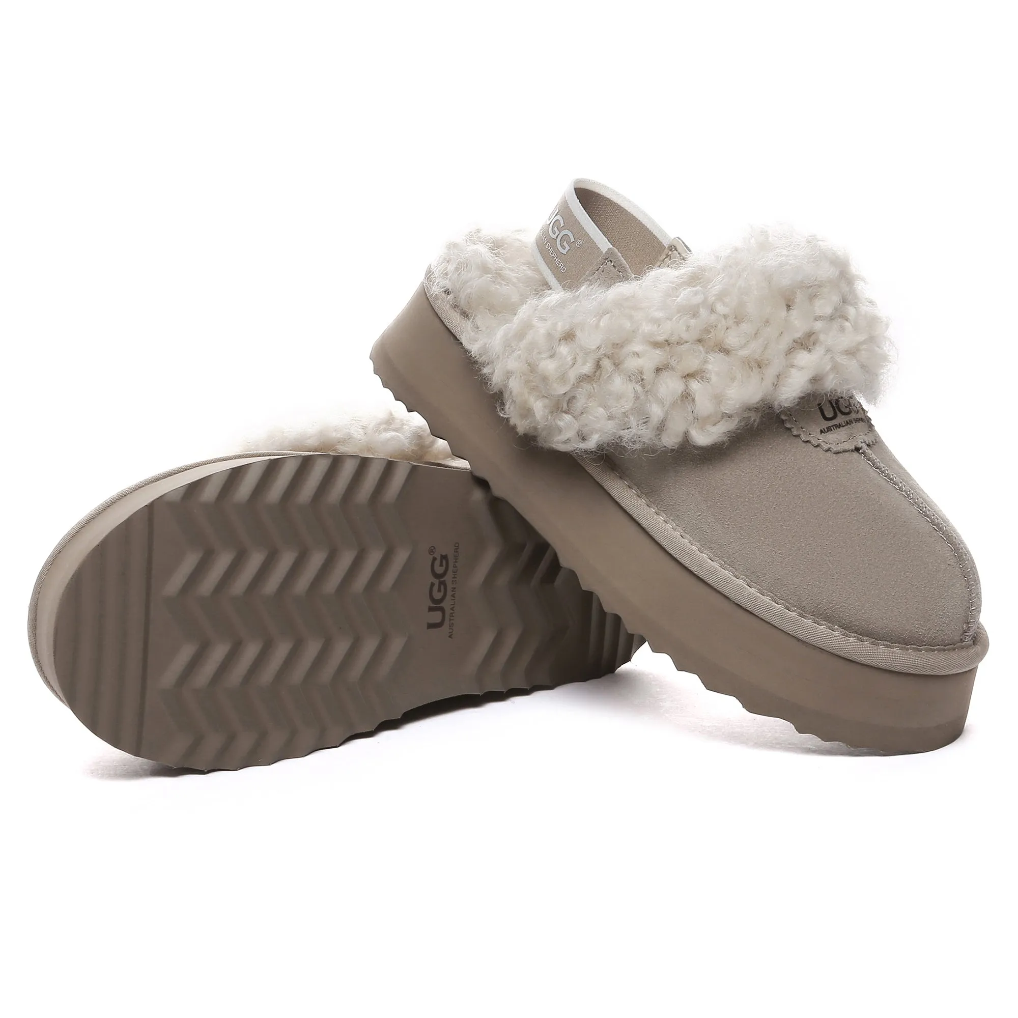 UGG Fuzzy Waffle Slingback Platform Slides