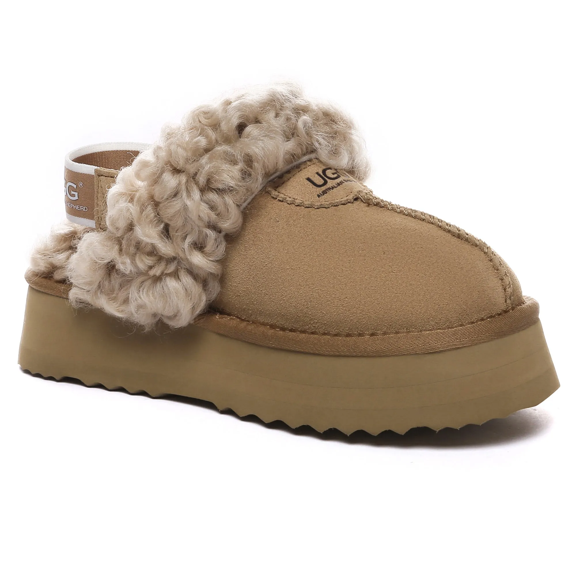 UGG Fuzzy Waffle Slingback Platform Slides