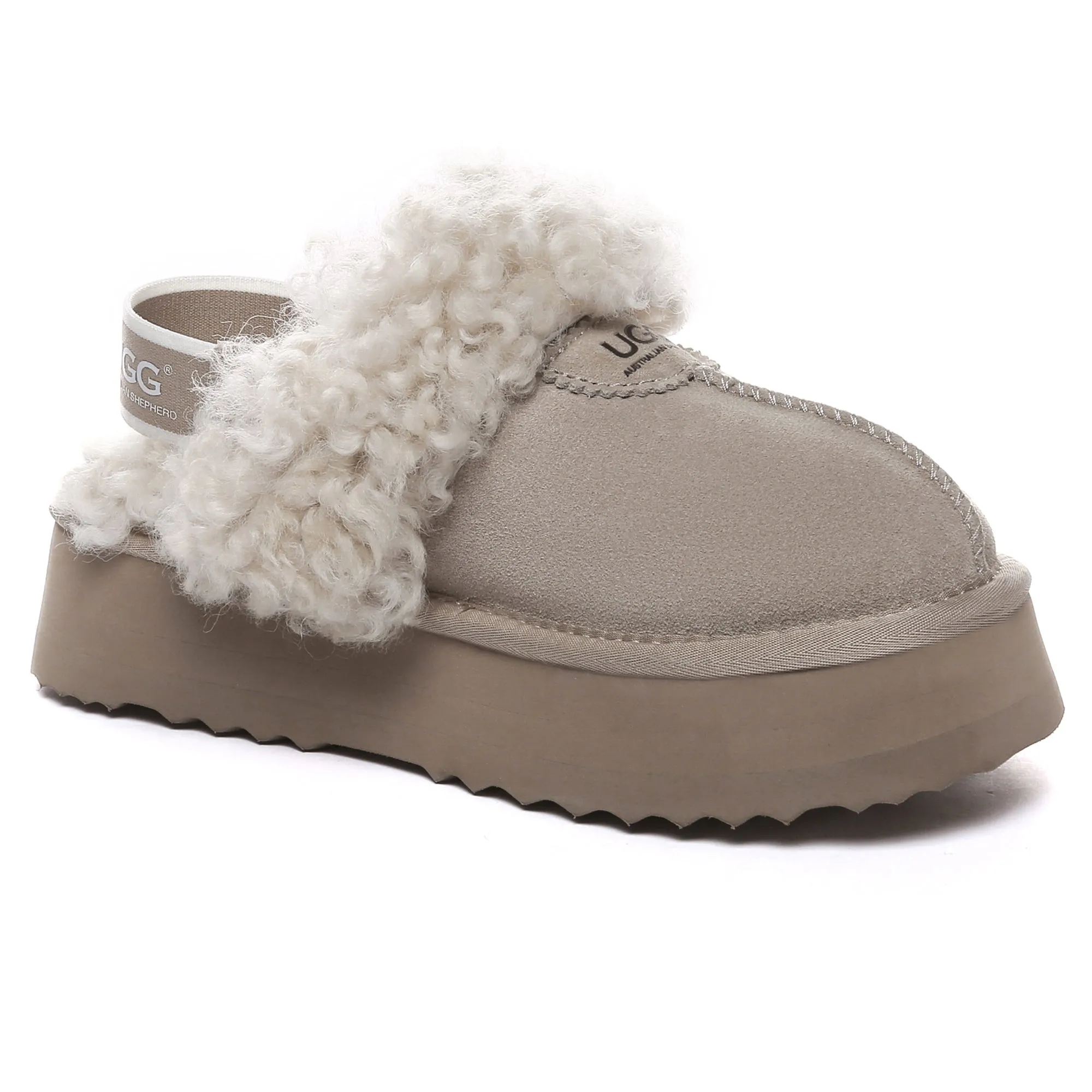 UGG Fuzzy Waffle Slingback Platform Slides