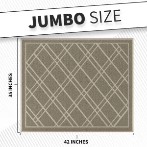 Universal Door Mat, Plaid Design - Taupe, 42 X 35 - Anti Slip, Durable