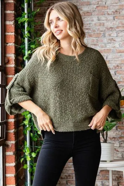 Veveret Rolled Half Sleeve Sweater