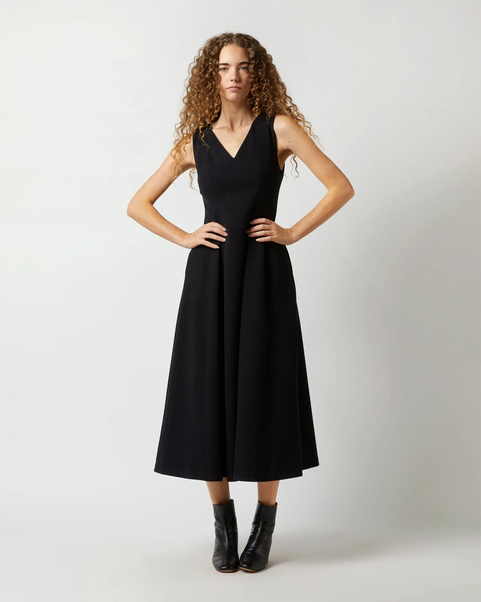 Victoire Dress in Black Brushed Interlock