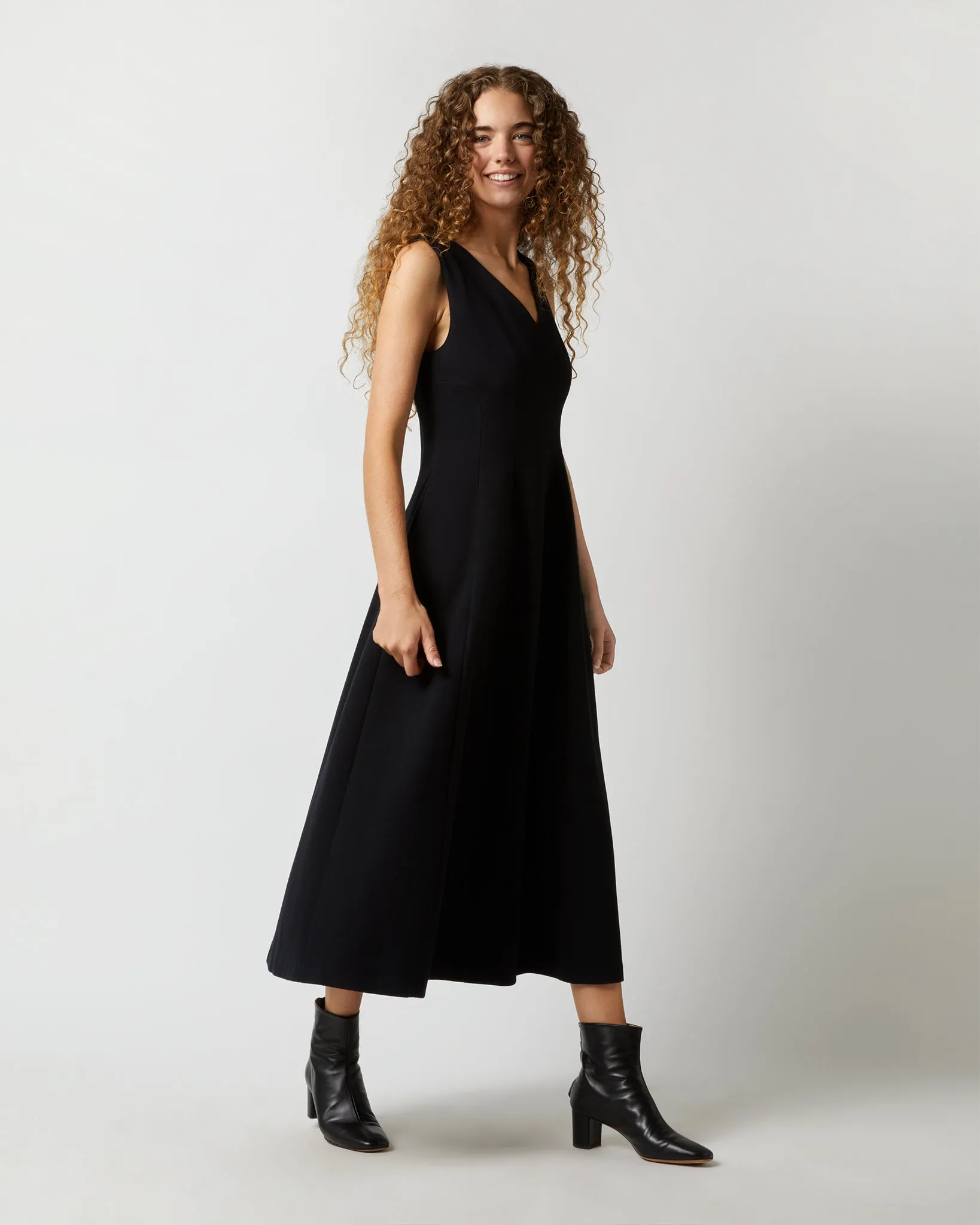 Victoire Dress in Black Brushed Interlock