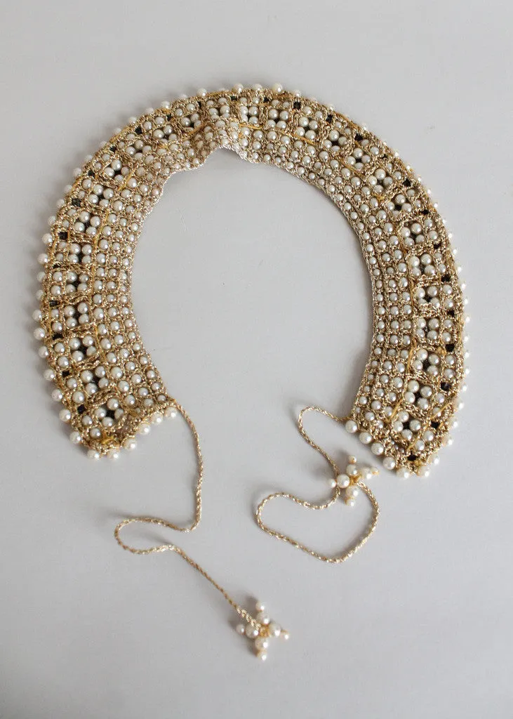 Vintage 1950s Pearl and Rhinestone Sparkle Collar