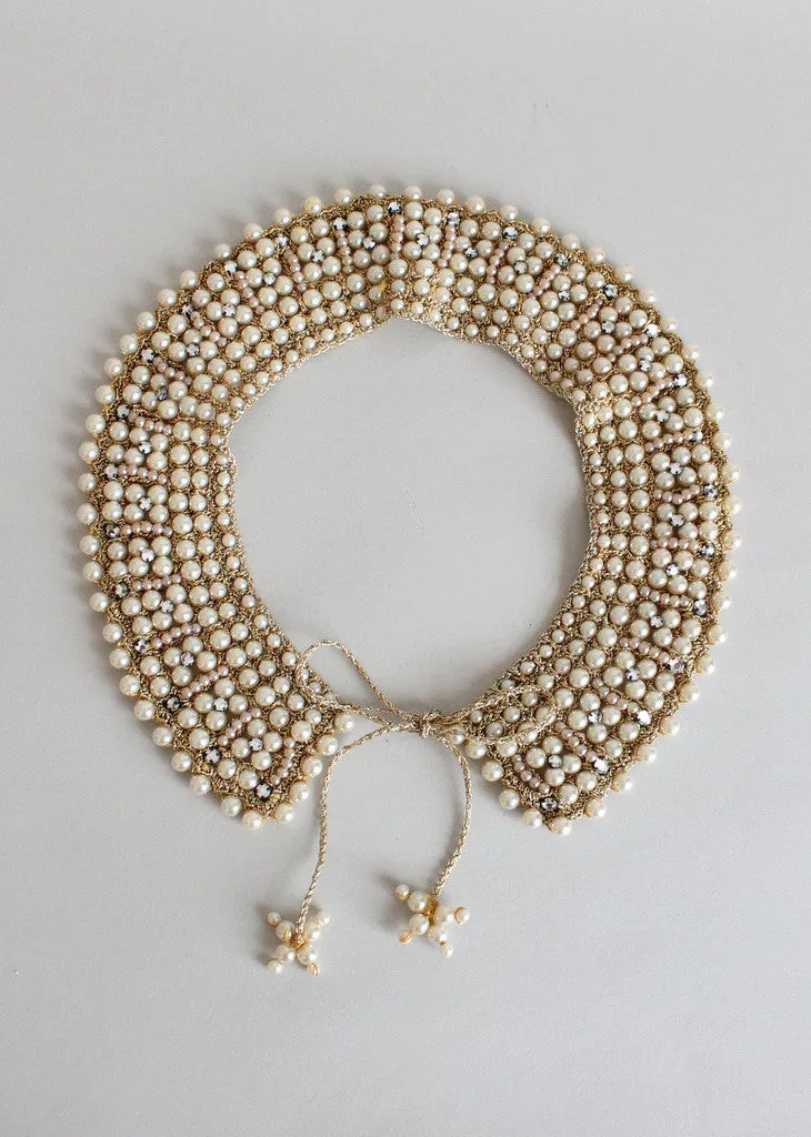 Vintage 1950s Pearl and Rhinestone Sparkle Collar