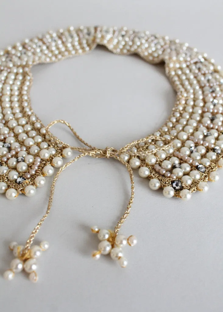 Vintage 1950s Pearl and Rhinestone Sparkle Collar