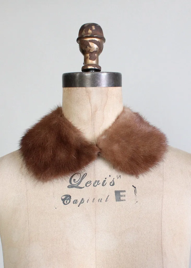 Vintage 1960s Brown Mink Fur Collar