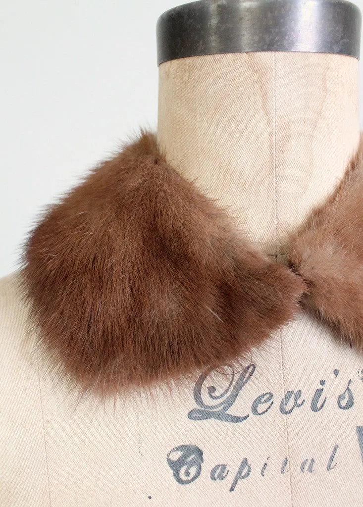 Vintage 1960s Brown Mink Fur Collar