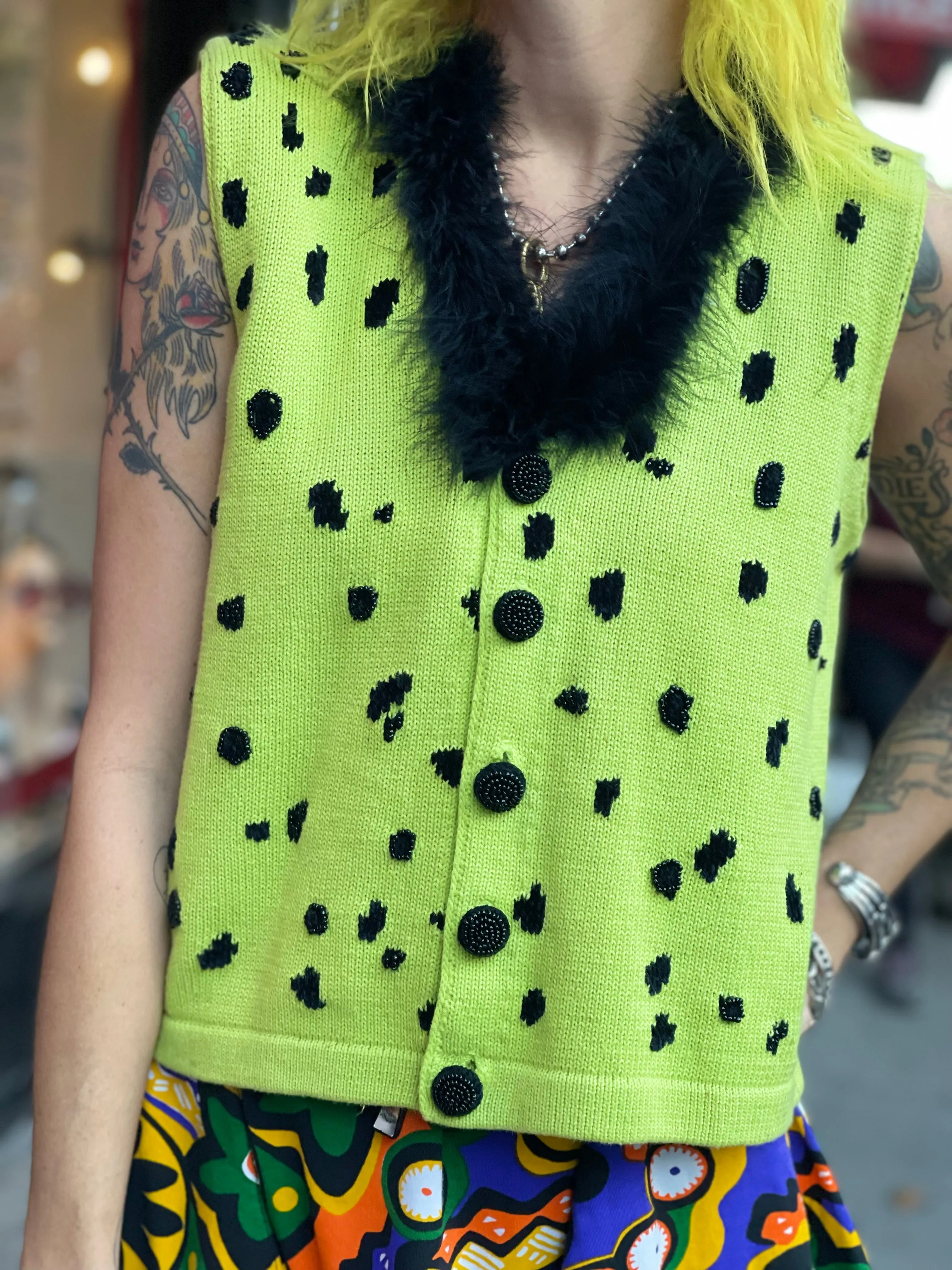 Vintage 90s Marabou Sweater Vest