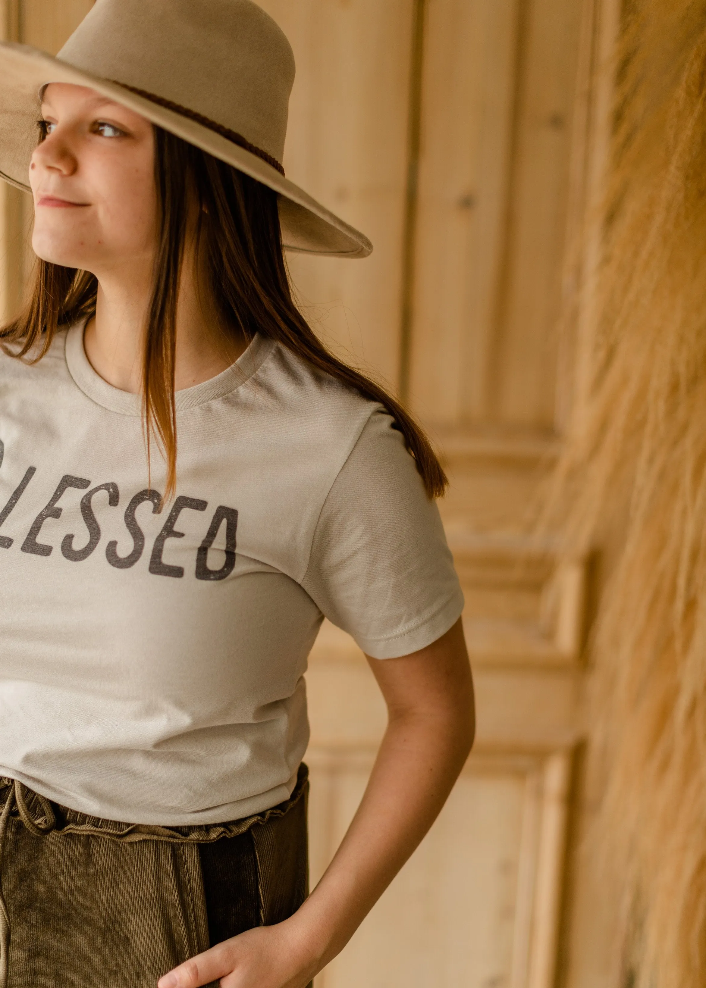 Vintage Taupe Blessed Graphic Tee - FINAL SALE