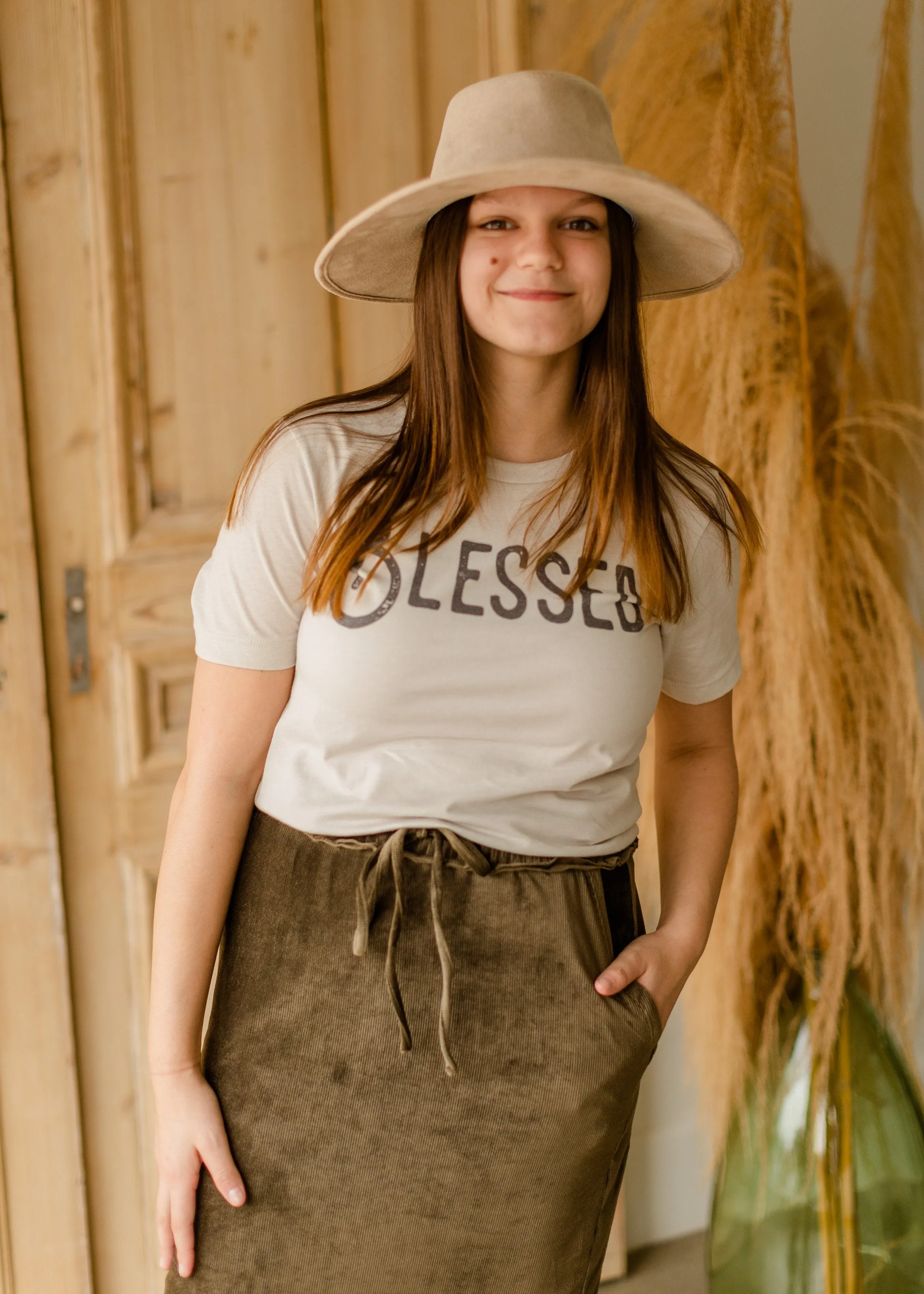 Vintage Taupe Blessed Graphic Tee - FINAL SALE