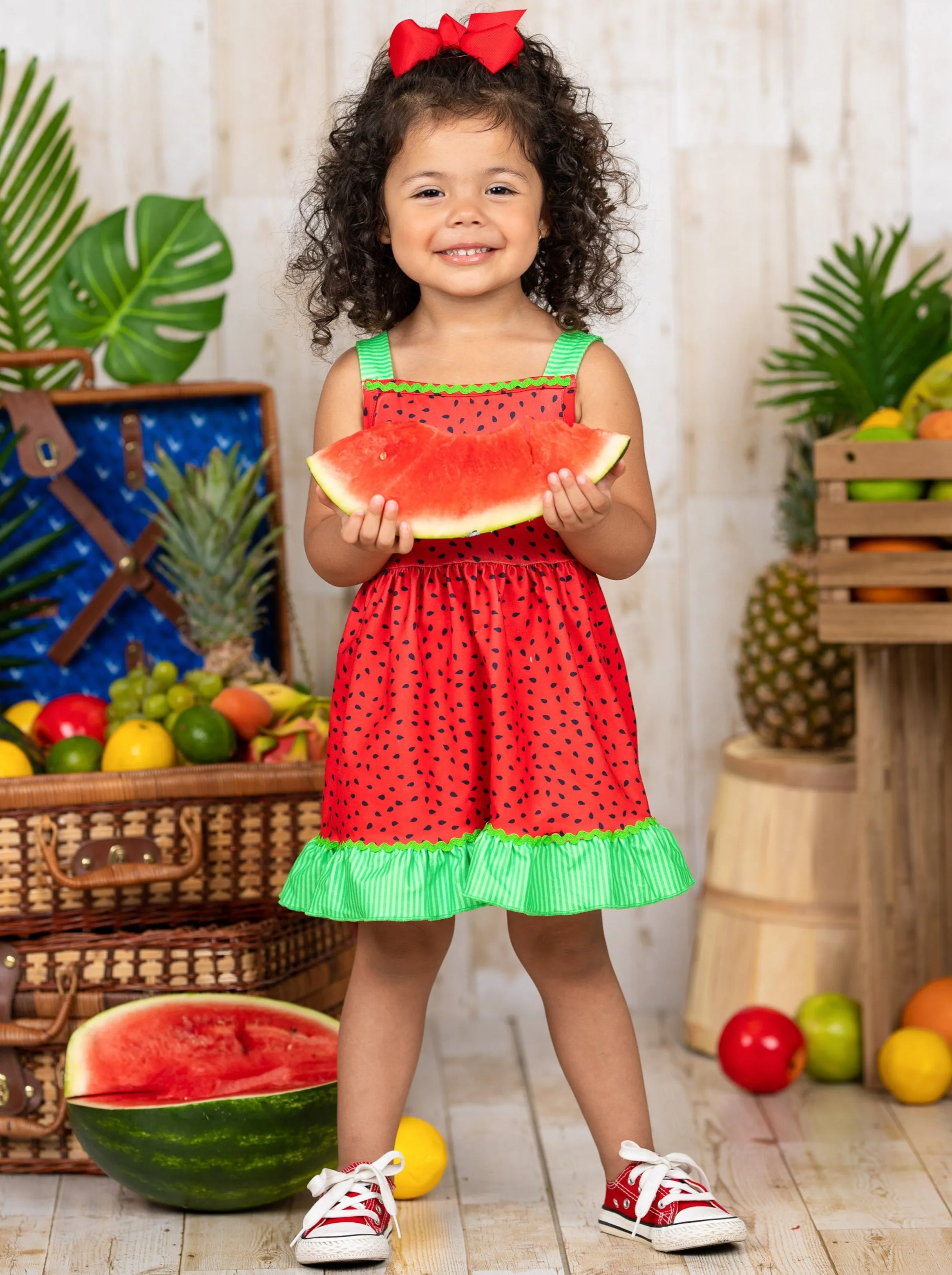 Watermelon Delight Ruffle Hem Dress