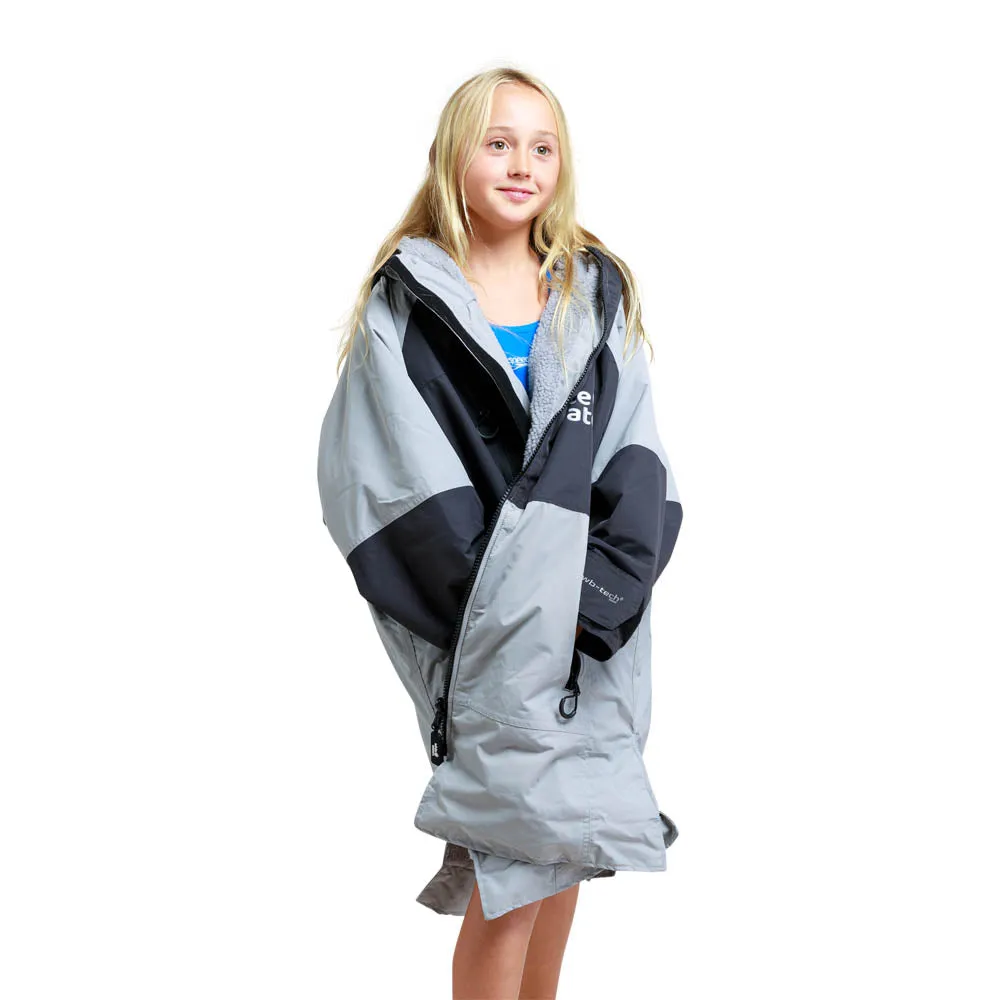 White Water Kids Hard Shell Childrens Drying / Changing Robe - Grey/Black/Grey Lining