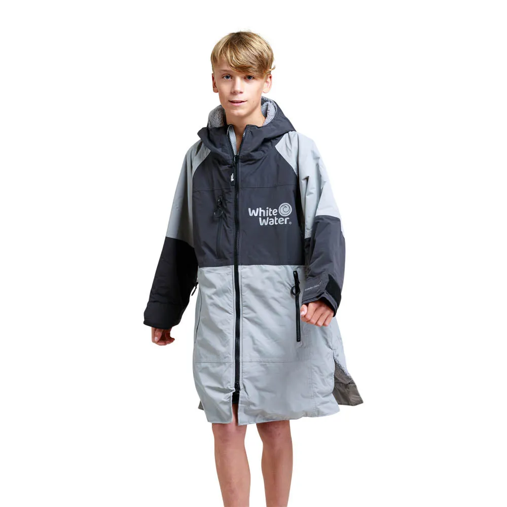 White Water Kids Hard Shell Childrens Drying / Changing Robe - Grey/Black/Grey Lining