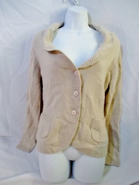 Womens BELINDA ROBERTSON 100% CASHMERE Cardigan Sweater M Jacket