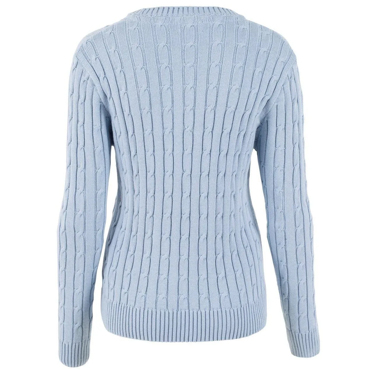 Womens Cotton Cable Crew Neck Jumper