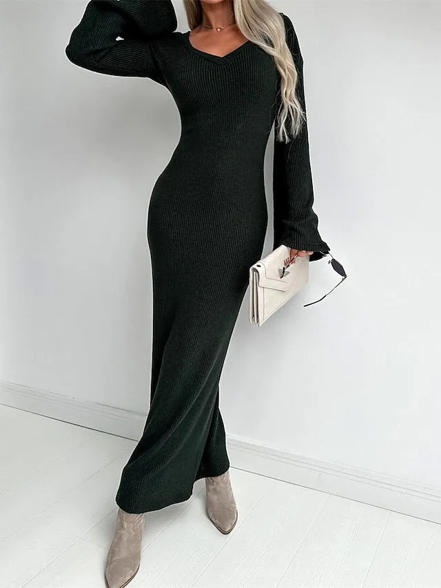 Women's Knit Sweater Maxi Dress