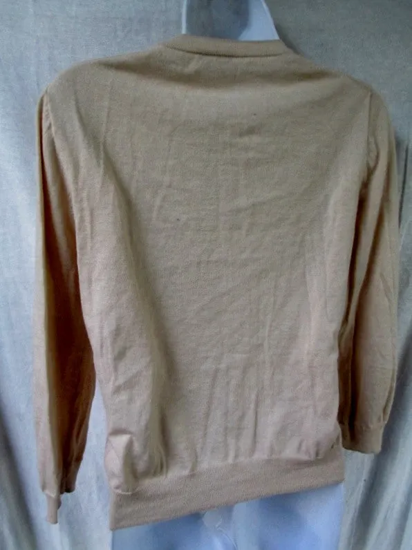 Womens Ladies J. CREW Cotton Blend Cardigan Sweater Jacket S BEIGE TAN